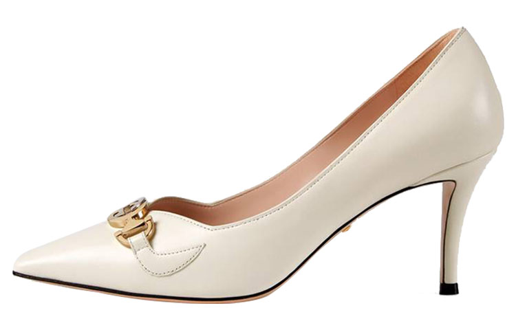 (Women) Gucci Zumi mid-heel leather pump 'White' 596860-C9D00-9050