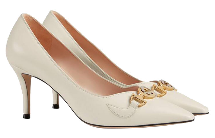Order (W) Gucci Zumi leren pump met middenhak ''Wit'' 596860-C9D00-9050