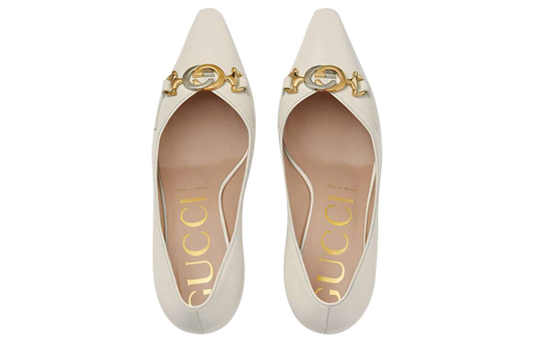 Shop (W) Gucci Zumi leren pump met middenhak ''Wit'' 596860-C9D00-9050