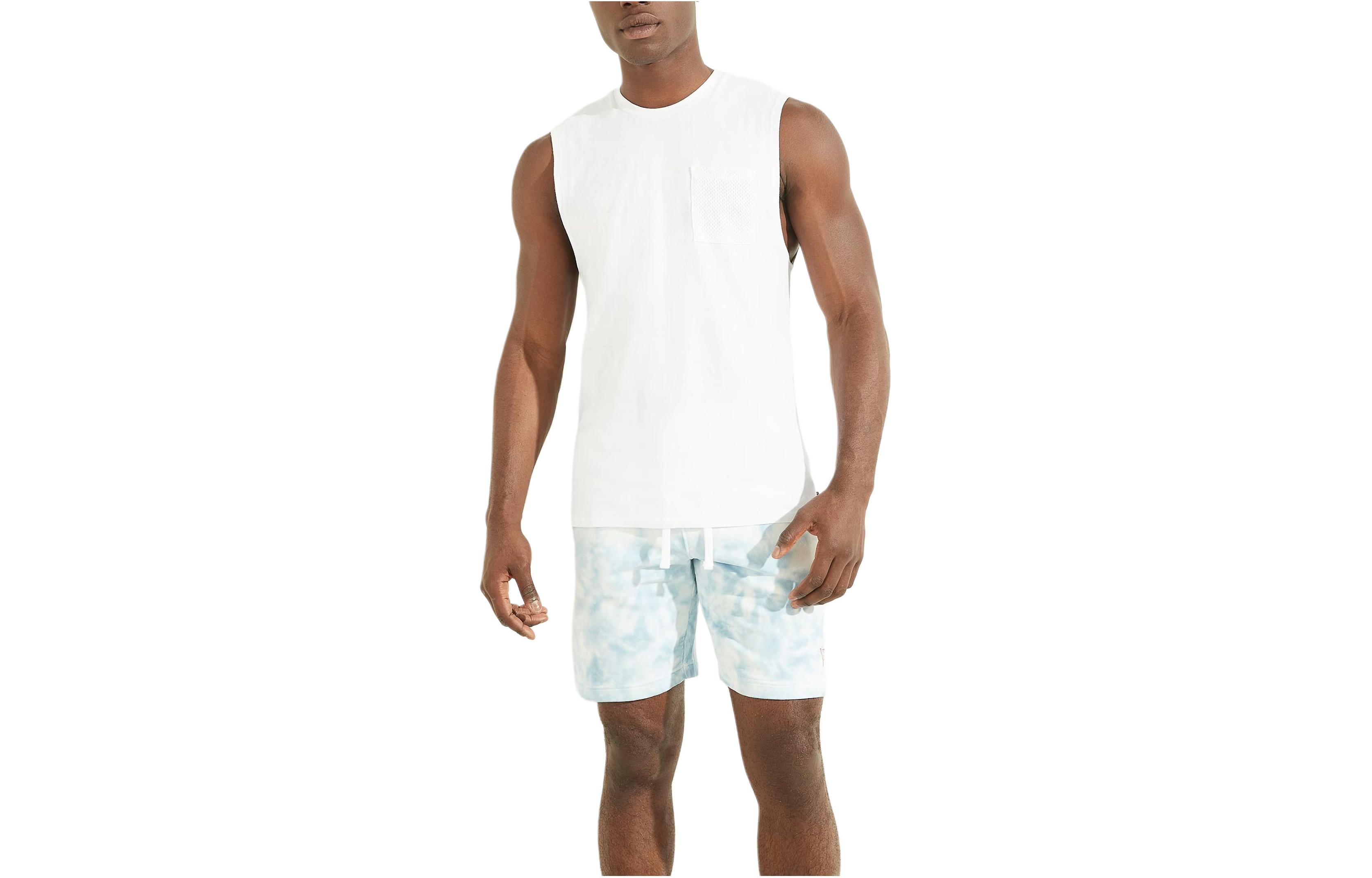 GUESS Hemp Cotton Sleeveless Muscle Tee for Men - White M2YP03KB850-G011