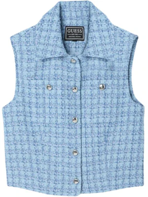 (Women) GUESS Simple Comfy Vest with Lapel and Single Button Closure YP2W1865-LBL Buy (Women) GUESS Simple Comfy Vest with Lapel and Single Button Closure YP2W1865-LBL