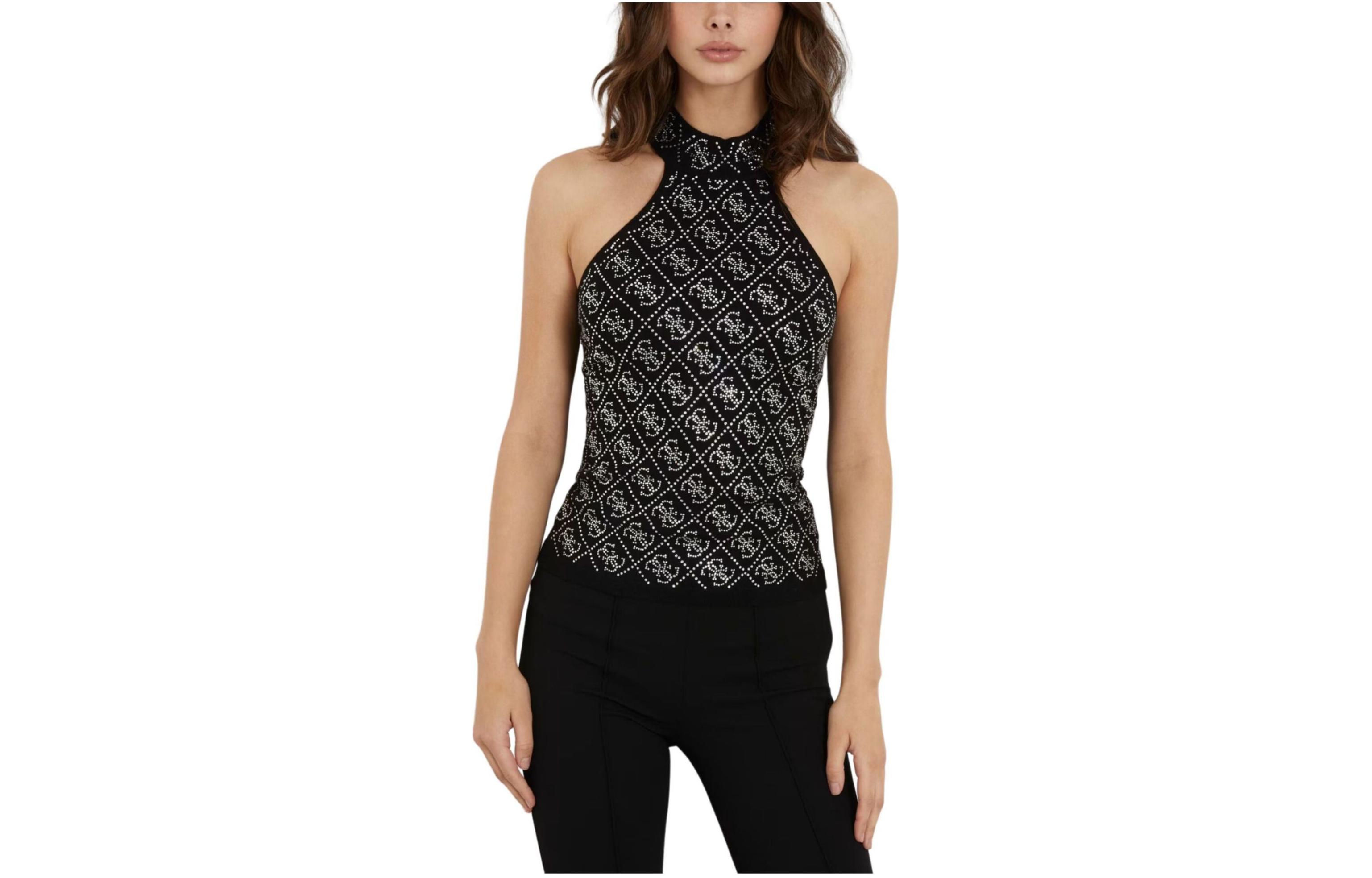 (Women) GUESS Slim Fit Sleeveless Tank Top Black W4RR57Z2YK2-JBLK