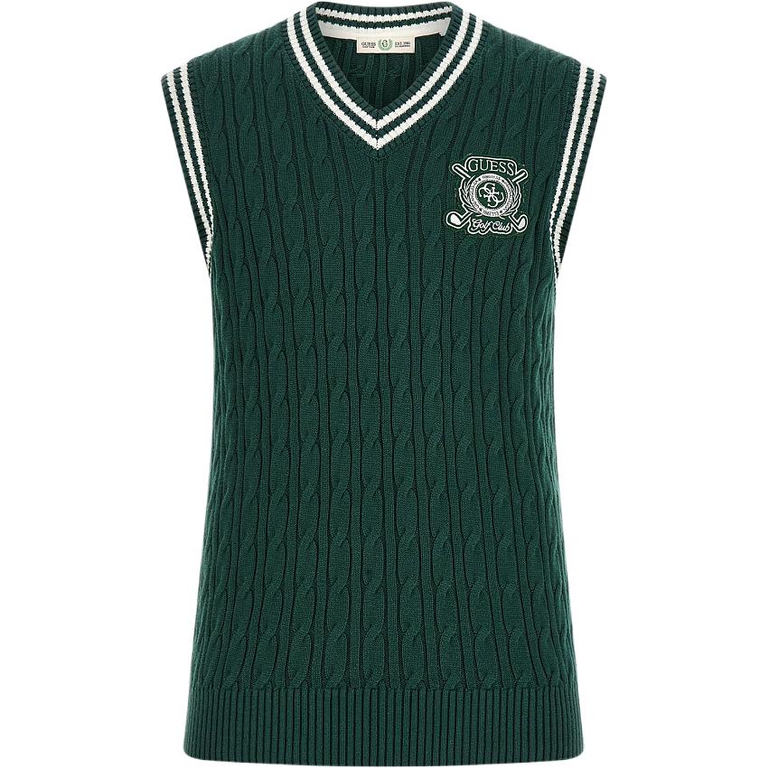 GUESS V-Neck Straight Knit Sweater Vest M5YR13Z30W1