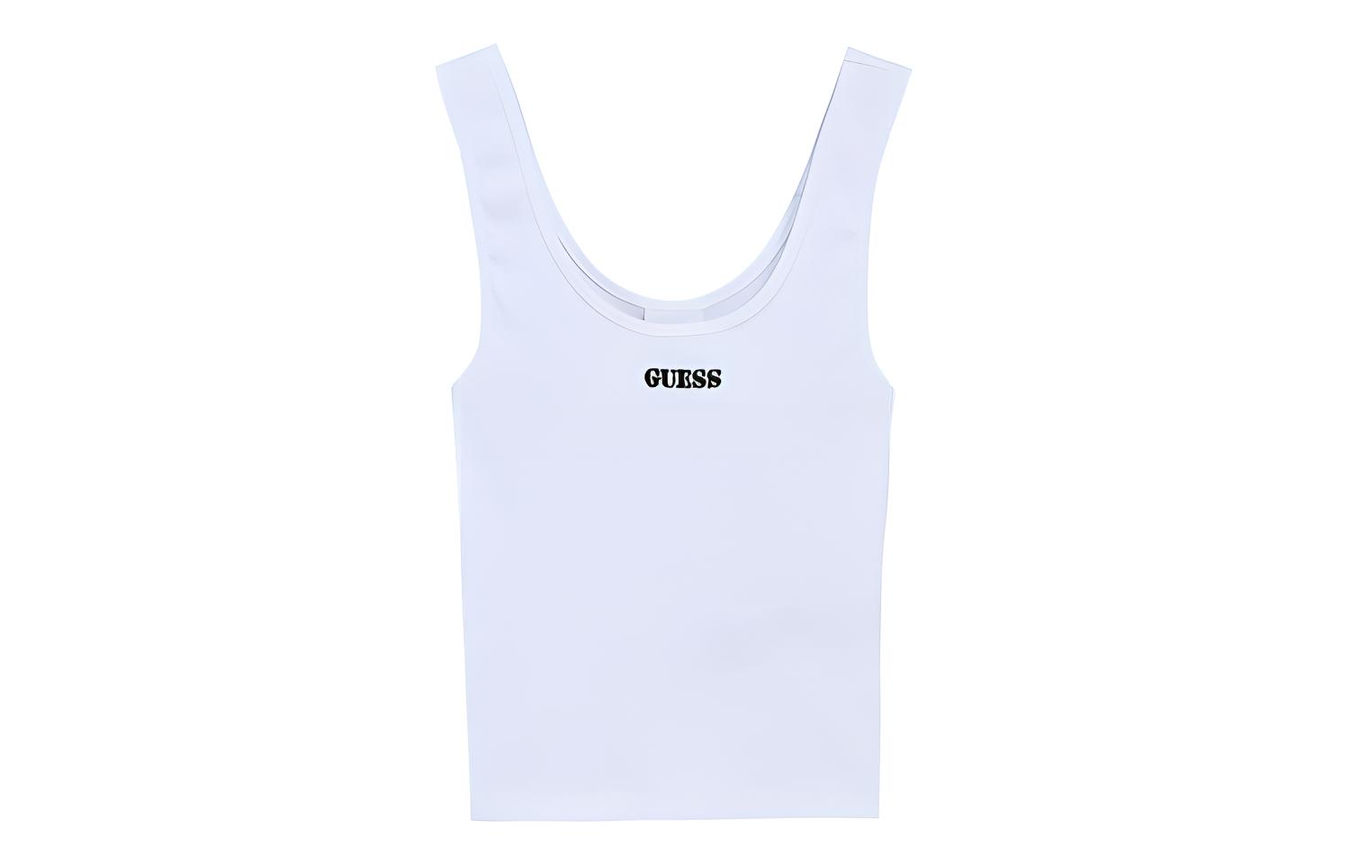 (Women) GUESS White Letter Print Breathable Sports Tank Top WBYI00R0SO3-G011