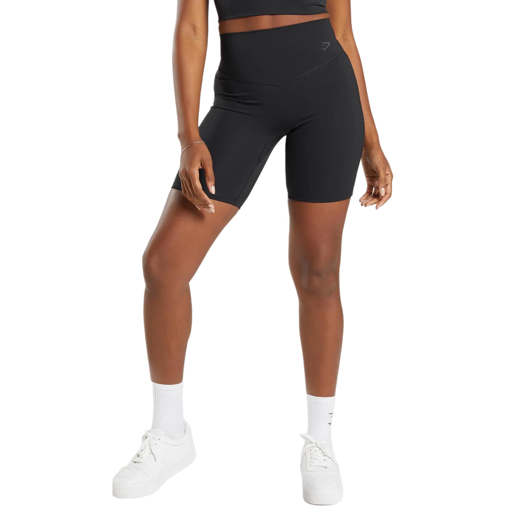 (Women) GYMSHARK Black High-Waist Cycling Shorts for Outdoor & Casual Wear B3A7I-BBBB