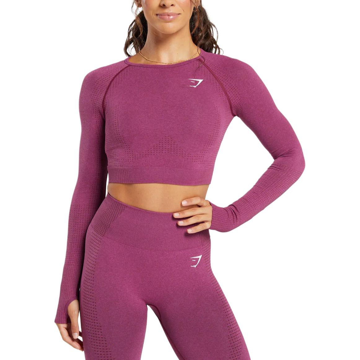 (Women) GYMSHARK Vital Seamless 2.0 Soft Long-Sleeve Tee Rose Pink Clay Gray B1A3D-KBYM
