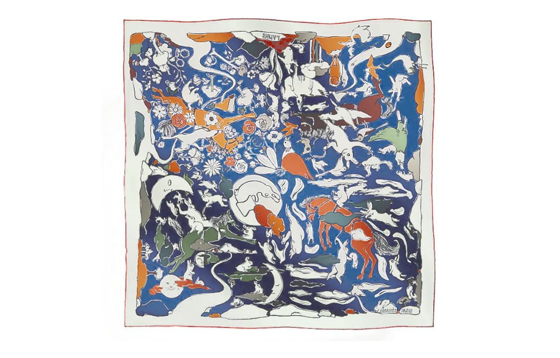 (Women) HERMES 1001 Rabbits Silk Scarf 90cm Alphabet Print Women’s Multi-color H004007S20 圖 2