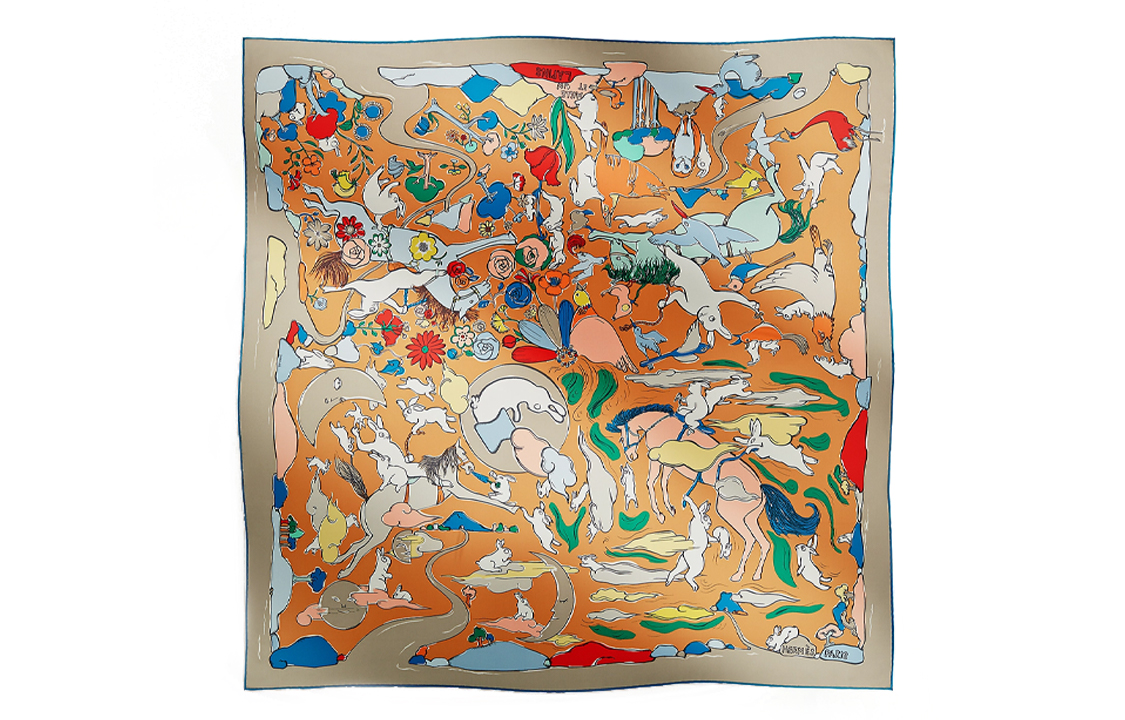 (Women) HERMES 1001 Rabbits Twill Silk Scarf Multicolor H004007S-04 圖 2