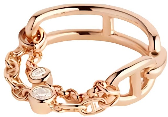 (Women) HERMES 18K Rose Gold Double Chain Ring for Women - Gold. 104766912 Buy (Women) HERMES 18K Rose Gold Double Chain Ring for Women - Gold. 104766912
