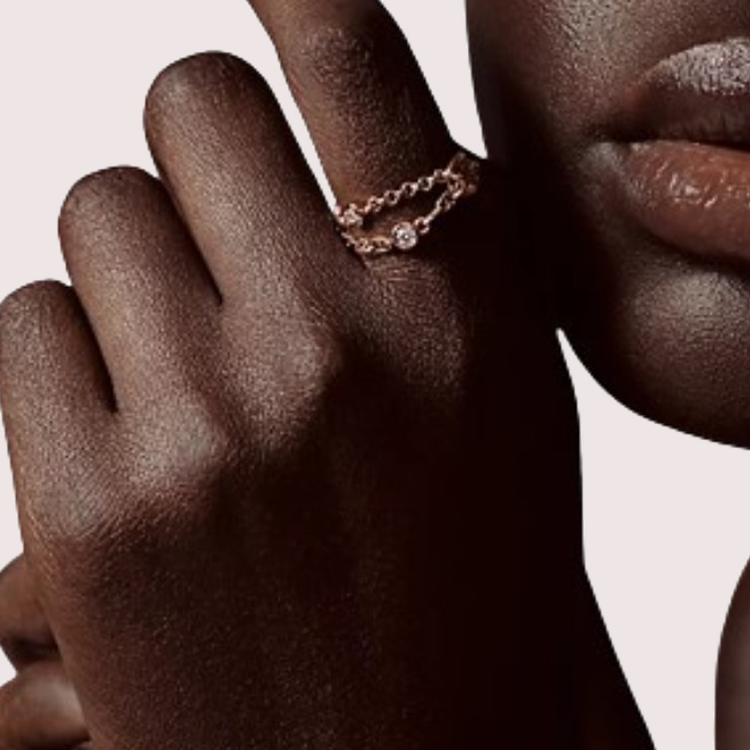 Shop (Women) HERMES 18K Rose Gold Double Chain Ring for Women - Gold. 104766912