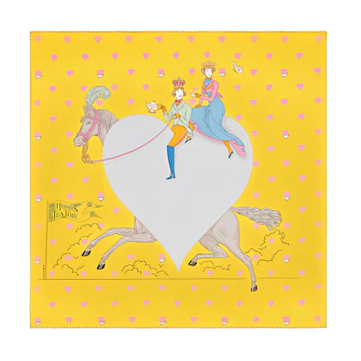 (Women) HERMES 70cm Afternoon Tea Heart Silk Scarf Yellow Edition. H983782S-10