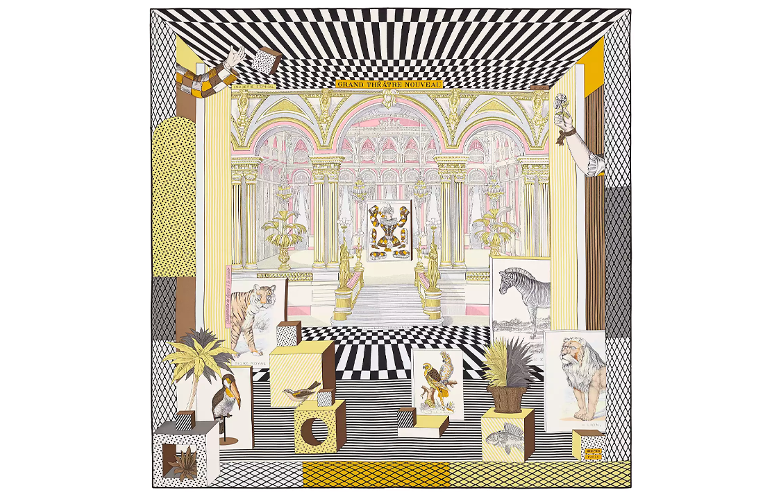 (Women) HERMES 90CM New Grand Theater Silk Scarf for Women - Multicolor. H003761S-16 圖 2