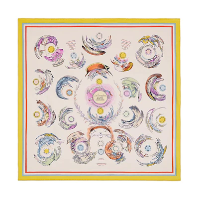 (Women) HERMES "3D Image" Rolled Edge Scarf - Multicolor Silk Scarf H982853S-06