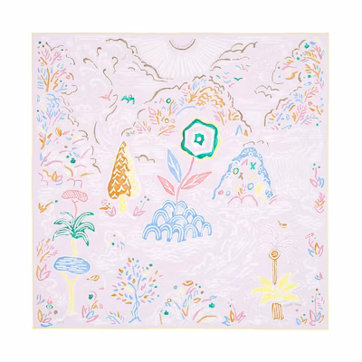 (Women) HERMES "Spring Island" Silk Scarf in Light Pink H003755S-08
