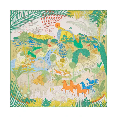 (Women) HERMES Animal Carnival Multicolor Silk Scarf H003953S-08