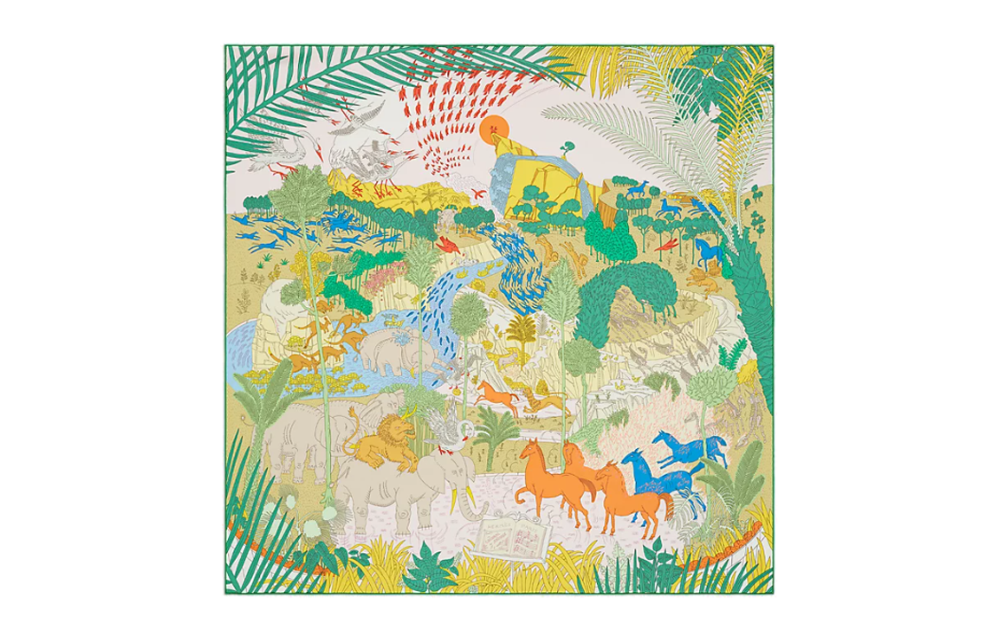 (Women) HERMES  Animal Carnival Multicolor Silk Scarf H003953S-08 圖 2