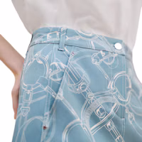 Purchase (Women) HERMES Arctic Blue Printed Mid-Rise Straight Casual Denim Skirt FW24. H4H0350DK5Z