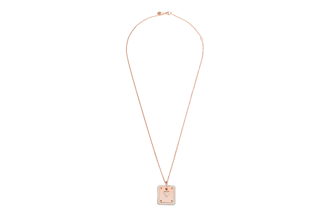 (Women) HERMES  As de Coeur Elegant Heart Pendant Metal Necklace Grey White. H081865CDI2 圖 4