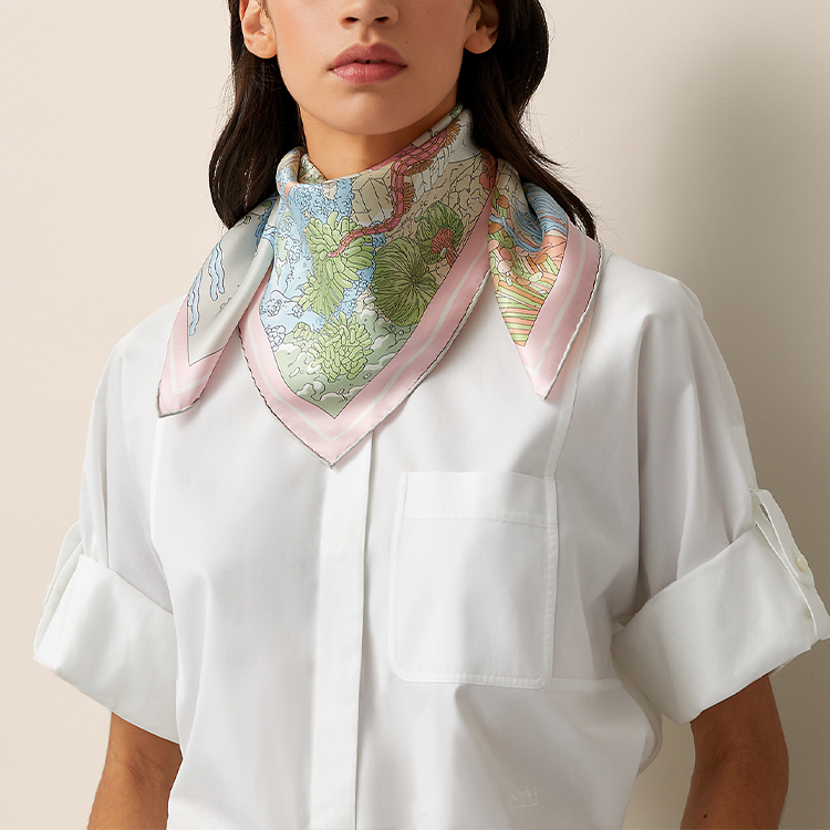 (Women) HERMES "Atlantis Ex Libris" Silk Scarf 70cm H983571S-14 圖 3