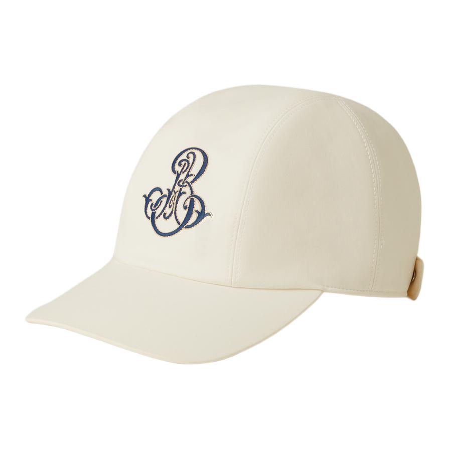 Order (Women) HERMES  Beige Logo Print Silk Cotton Cap with Palladium Plating. H241056N