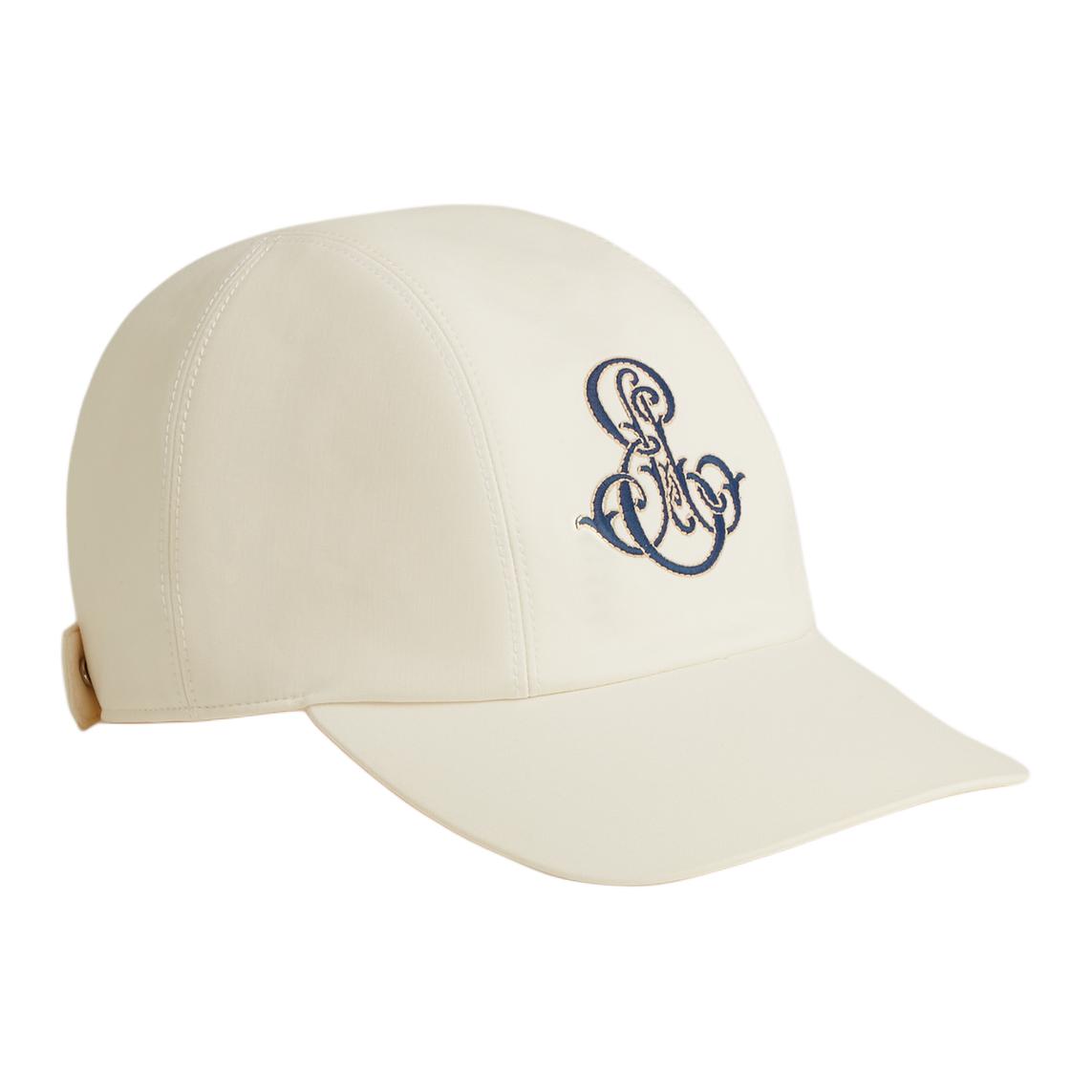 Lookbook (Women) HERMES  Beige Logo Print Silk Cotton Cap with Palladium Plating. H241056N