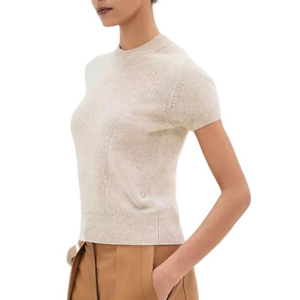 Order (Women) HERMES  Beige Solid Color Crew Neck Short Sleeve T-Shirt. H5E2633D1MV