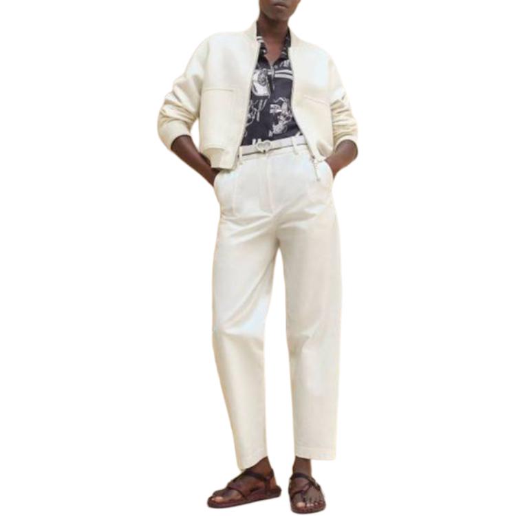 Lookbook (Women) HERMES  Beige Solid Zip-Up Collared Long-Sleeve Jacket. H4E0241DCA334