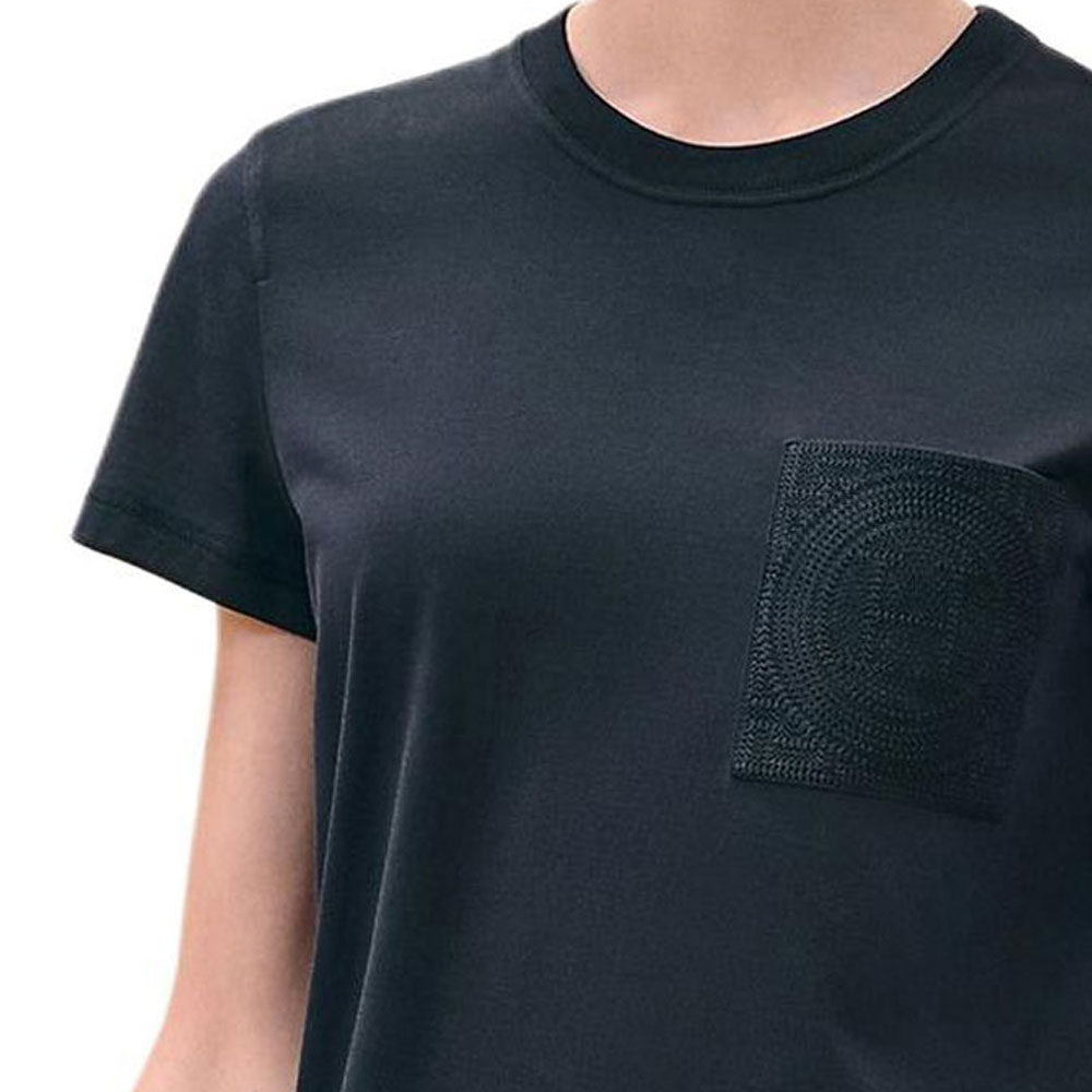 Details for (W) HERMES Hitam Biru Logo Sulam Crewneck T-Shirt Poket H4E4615DA5H