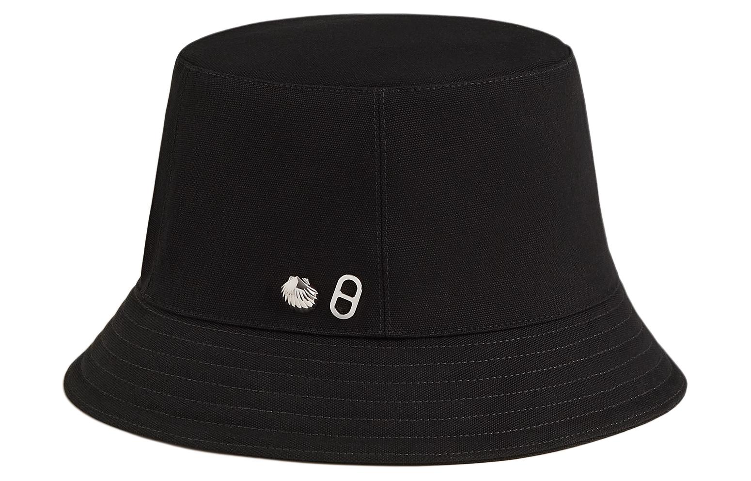 Order (W) HERMES Topi Baldi Hitam Kapas Sutera Trim Metalik Rekaan Ikonik. H241065Nv02