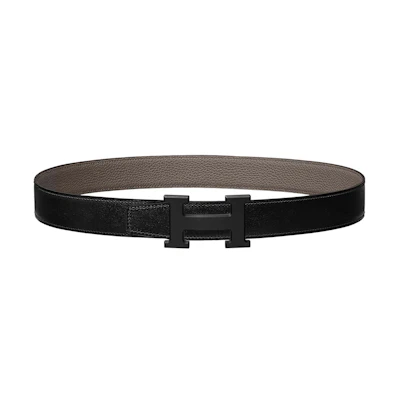 (Women) HERMES Black Buckle Calfskin Leather Belt, Minimalist Design, 3.2cm. H080029CY89-H073967CAAC090