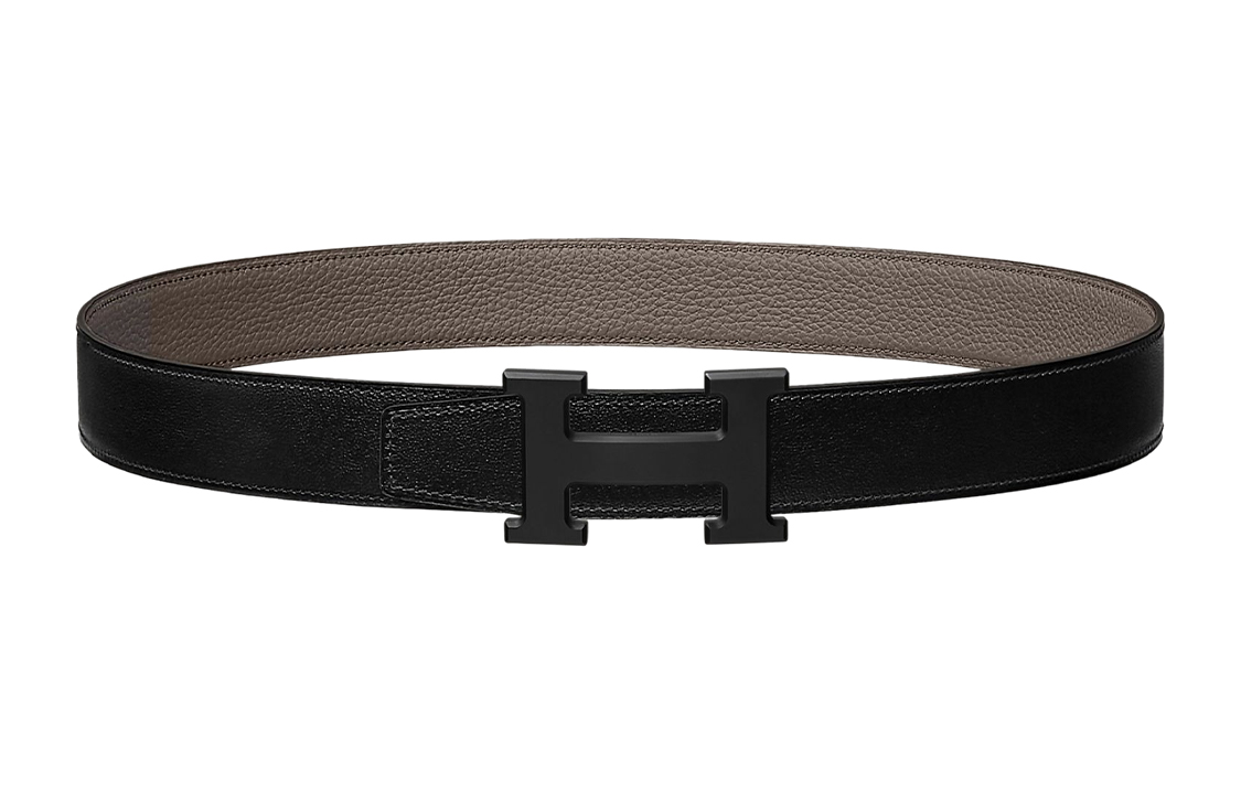 Order (W) 에르메스 블랙 송아지 가죽 벨트, 미니멀 디자인, 3.2cm. H080029CY89-H073967CAAC090