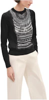 (Women) HERMES Black Crewneck Printed Knit Sweater Long Sleeve H3H2814D702 (Women) HERMES Black Crewneck Printed Knit Sweater Long Sleeve H3H2814D702