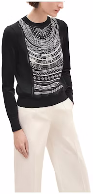 (W) HERMES Suéter Negro de Punto con Estampado y Mangas Largas H3H2814D702 Order (W) HERMES Suéter Negro de Punto con Estampado y Mangas Largas H3H2814D702