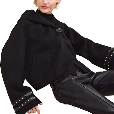 (Women) HERMES Black Double-Sided Cashmere Hooded Short Coat. H4H0276DA0236 Order (Women) HERMES Black Double-Sided Cashmere Hooded Short Coat. H4H0276DA0236