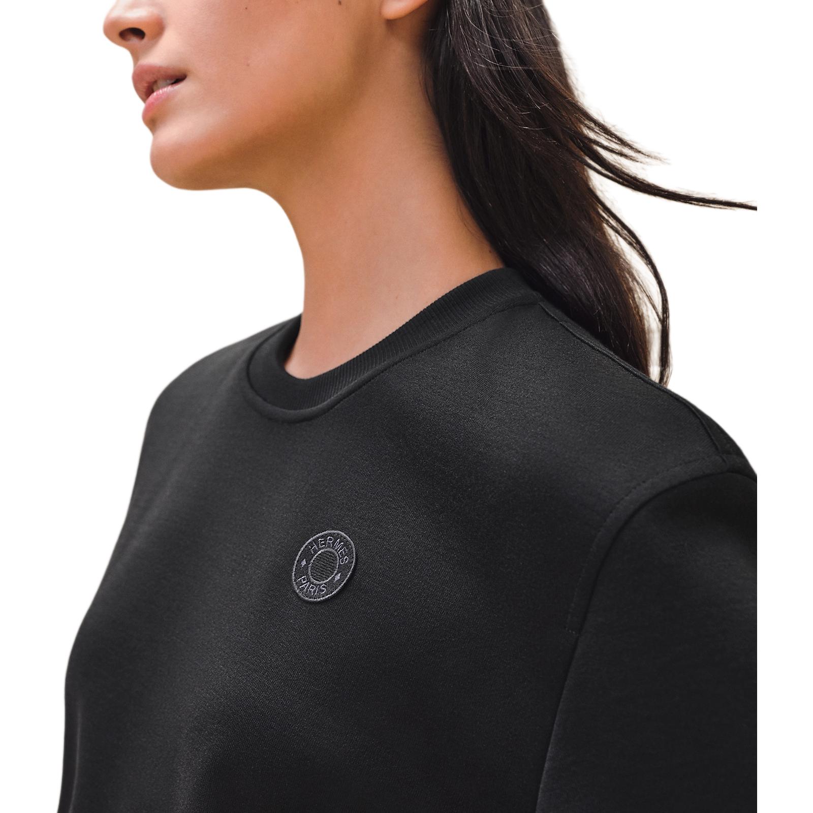 (Women) HERMES  Black Embroidered Crewneck Oversized T-Shirt H4E4652DI02 圖 4