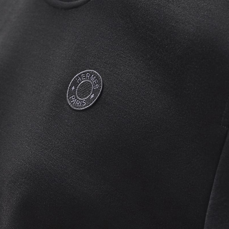 (Women) HERMES  Black Embroidered Crewneck Oversized T-Shirt H4E4652DI02 圖 5