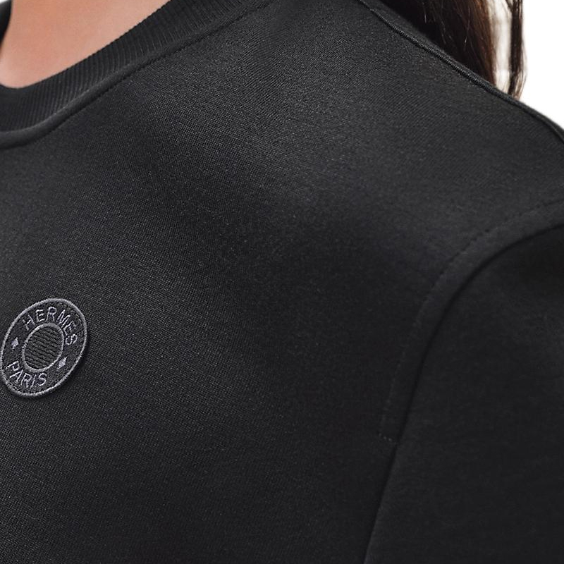 (Women) HERMES  Black Embroidered Crewneck Oversized T-Shirt H4E4652DI02 圖 6