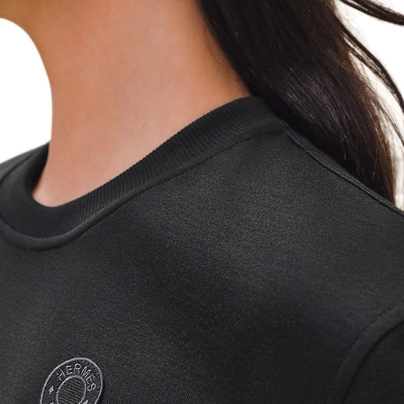 (Women) HERMES  Black Embroidered Crewneck Oversized T-Shirt H4E4652DI02 圖 7
