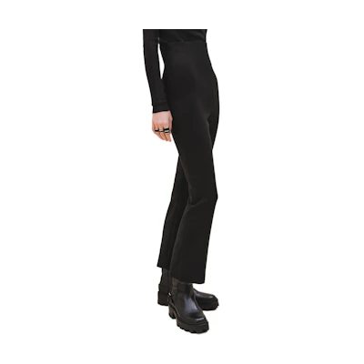 (Women) HERMES Black High-Waisted Flared Casual Pants FW24. H4H0423DH02