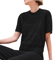 (Women) HERMES Black Knitted Ribbed Short-Sleeve Casual Top FW24. H4H2621D302 (Women) HERMES Black Knitted Ribbed Short-Sleeve Casual Top FW24. H4H2621D302