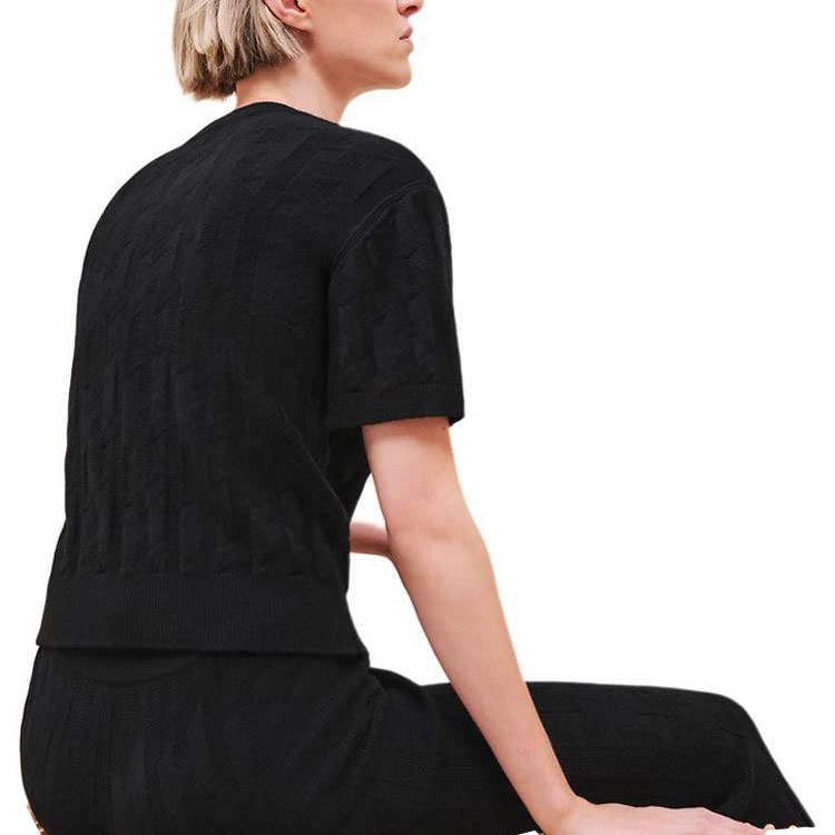 (Women) HERMES  Black Knitted Ribbed Short-Sleeve Casual Top FW24. H4H2621D302 圖 3