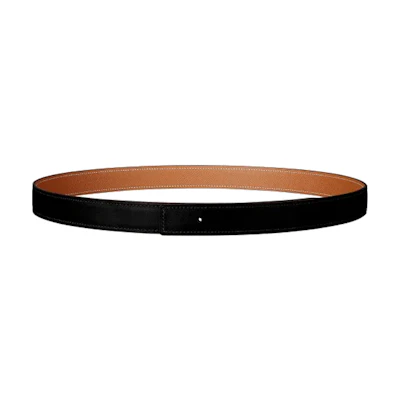 (Women) HERMES Black Leather Belt Solid Design 2.4CM Width H052150CABV080