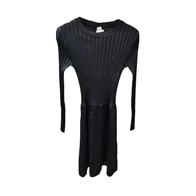 (Women) HERMES Black Long-Sleeve Midi Pullover Dress 1E2510D402