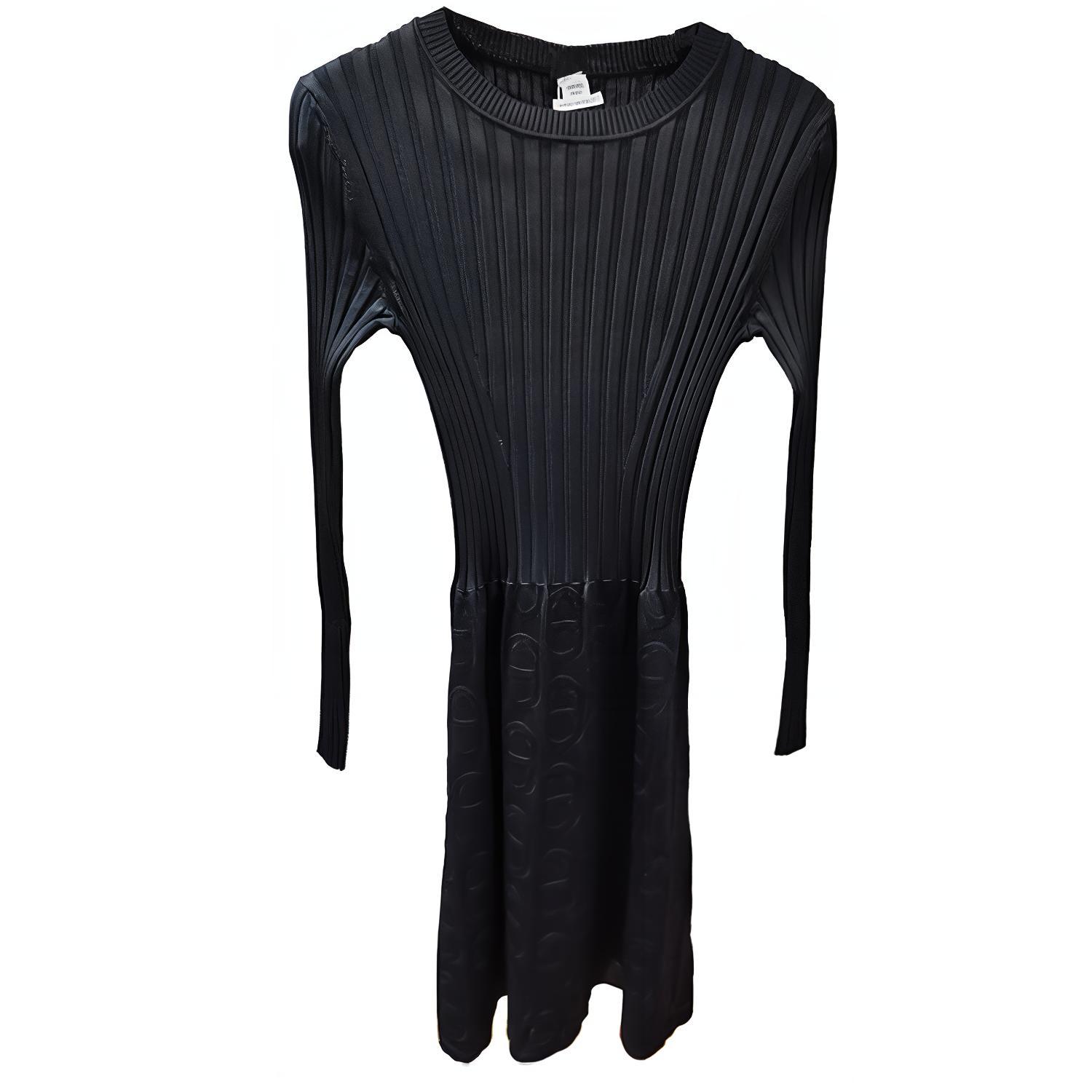 Order (Women) HERMES  Black Long-Sleeve Midi Pullover Dress 1E2510D402