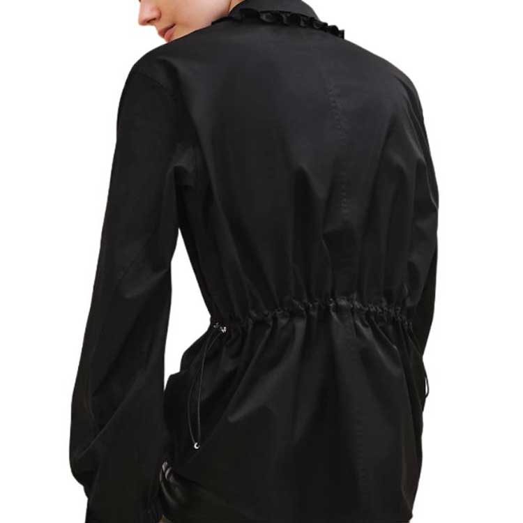 Lookbook (W) HERMES Baju Lengan Panjang Hitam dengan Tali Pinggang & Zip FW24 H4H0638DV02