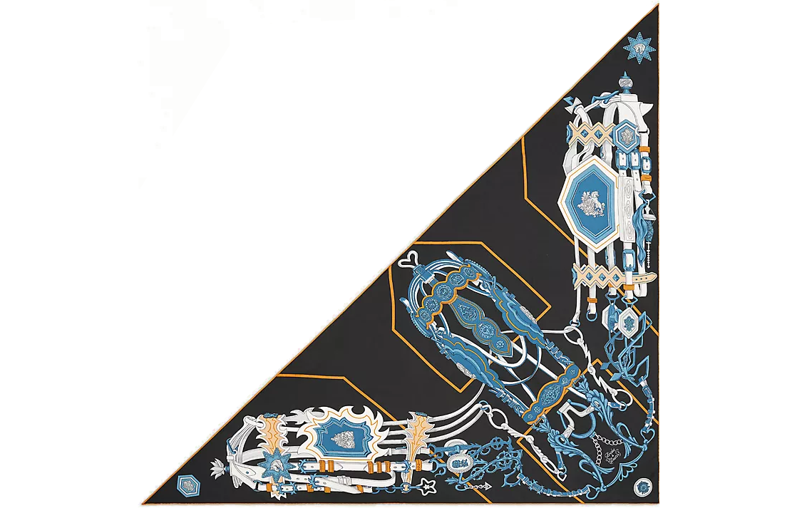 (Women) HERMES  Black Pattern Printed Silk Scarf H363967S-10 圖 2