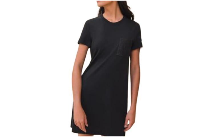 Order (Women) HERMES  Black Slim Fit Short Sleeve Round Neck Dress H4E4515DA0234