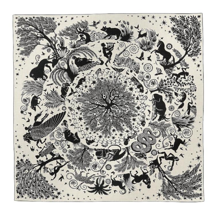 (Women) HERMES  Black Solid Cashmere Scarf. 108338119