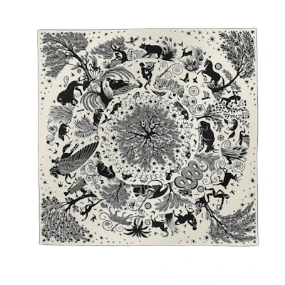 (Women) HERMES Black Solid Cashmere Scarf. 108338119