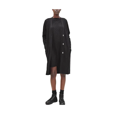 (Women) HERMES Black Solid Color Logo Knit Cardigan Long Sleeve Sweater H4E2732DC02